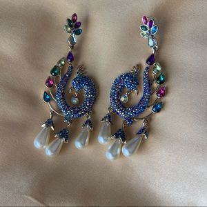 Multi Color Peacock Earrings